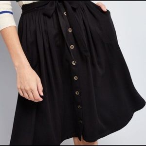 ModCloth Dreamer & Doer Black Button Skirt
